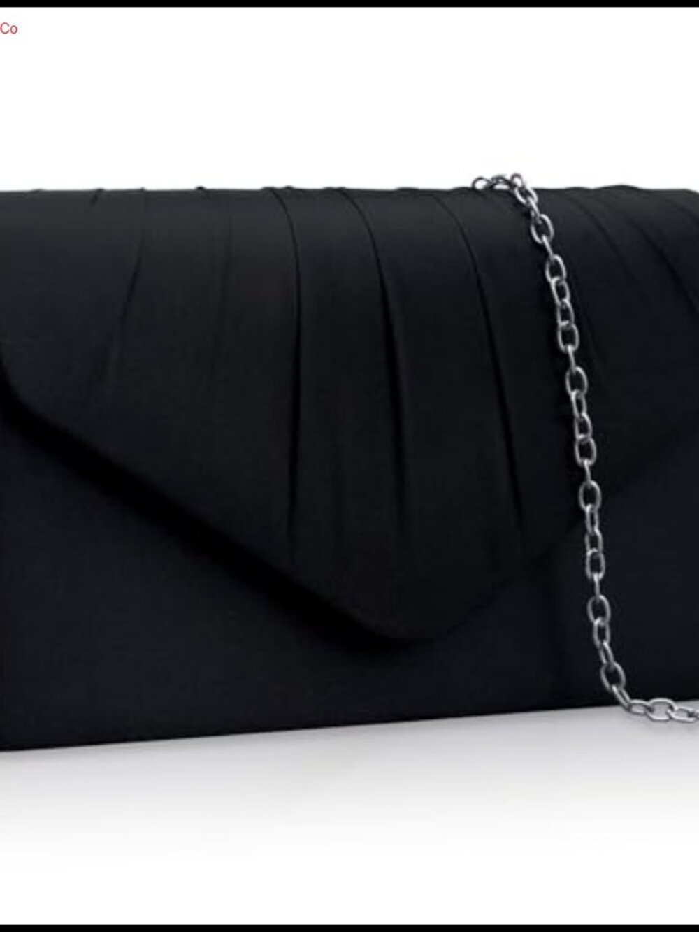 Satin Pleated Envelope Evening Clutch with Chain Strap Formal Party Bag